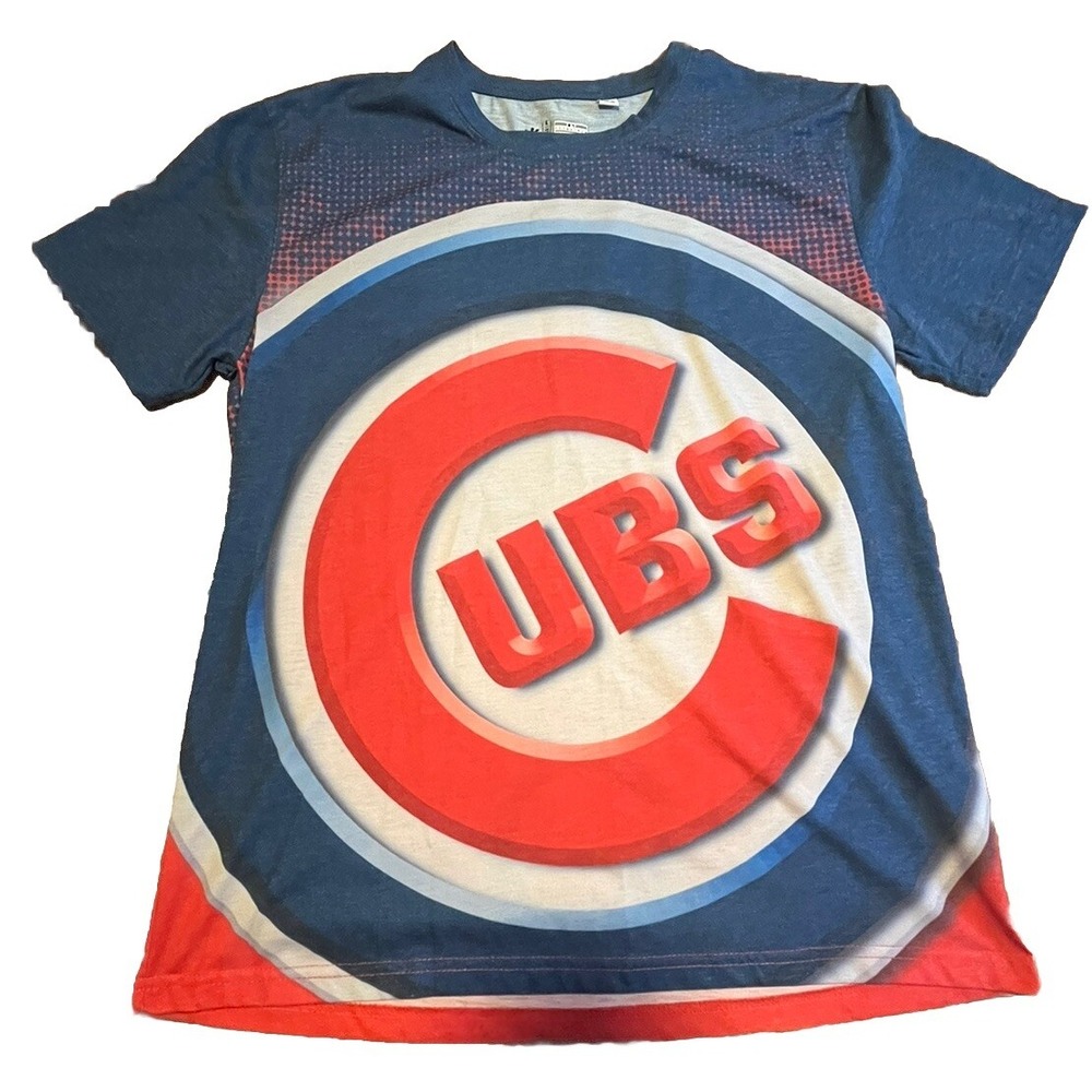 Chicago Cubs T Shirt Mens Large AOP Short Sleeve Crew Neck Klew‎ MLB Baseball